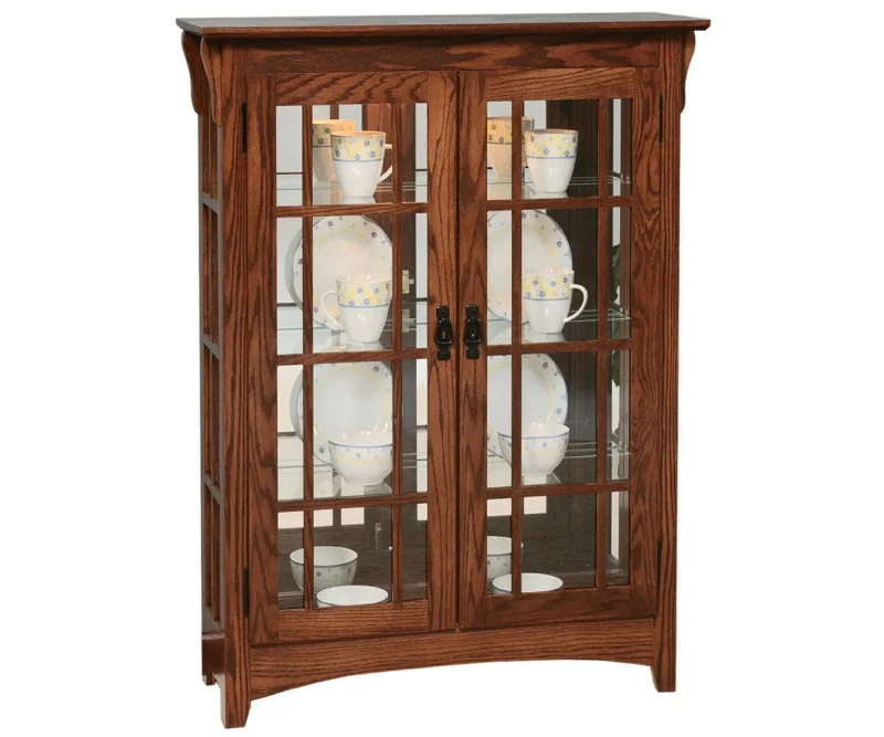 Mission Small Double Door Curio With Mullions